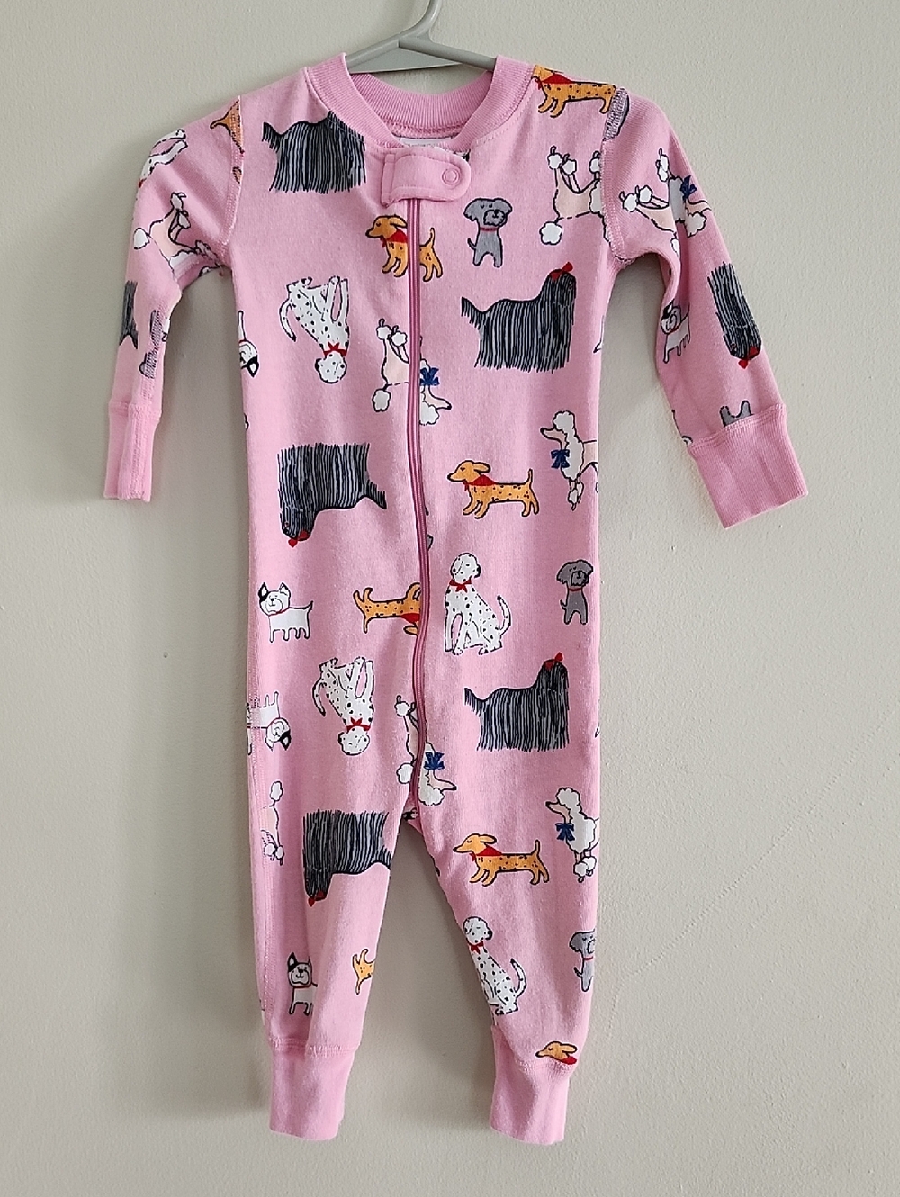 Hanna Andersson Pink Dog-Print One-Piece Romper Pajamas , 12-18M - Picture 7 of 9